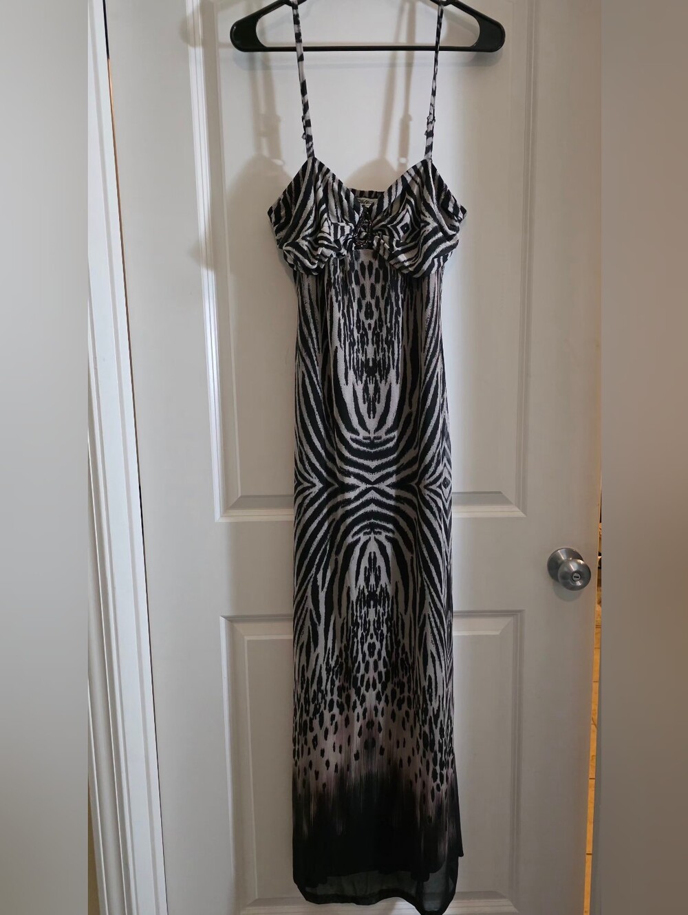Black and White Animal Print Maxi Dress